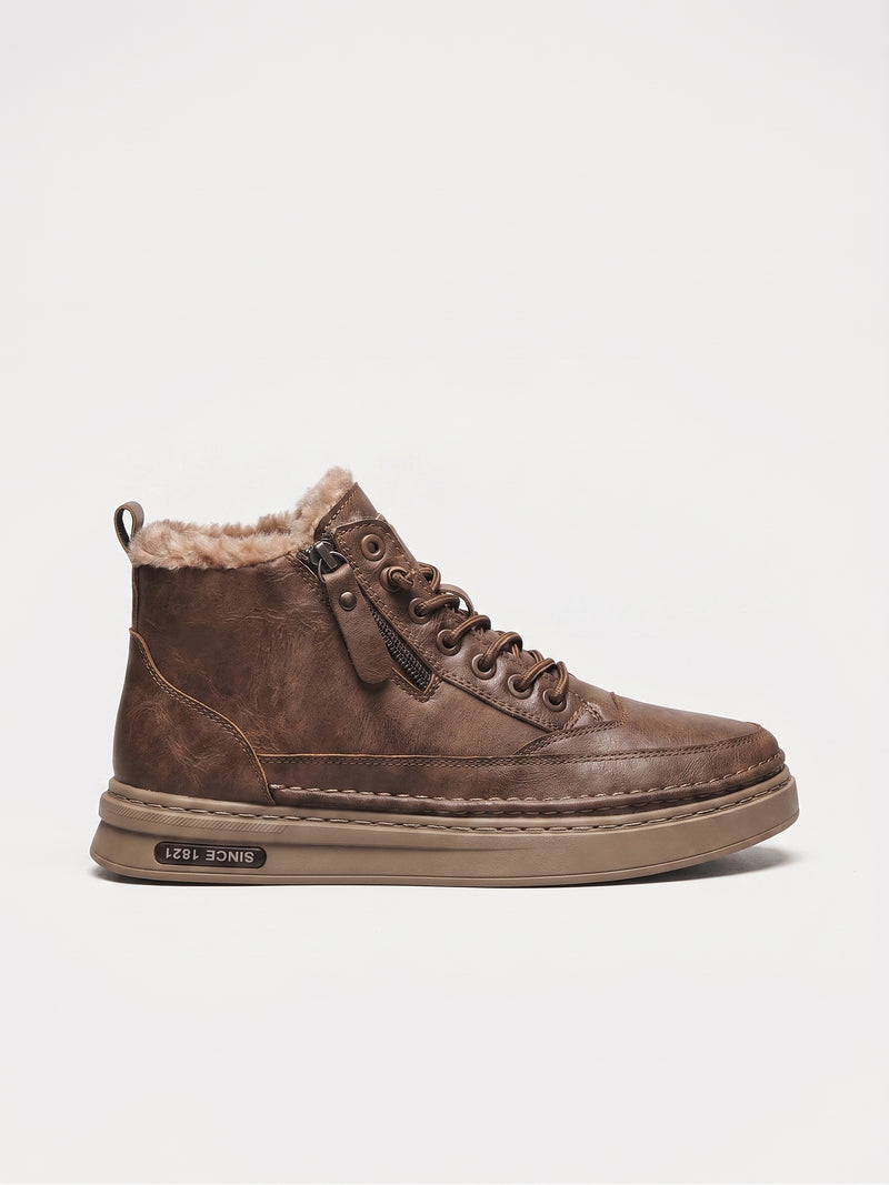 Botas de Cuero con Cremallera para Hombre Interior Cálido
