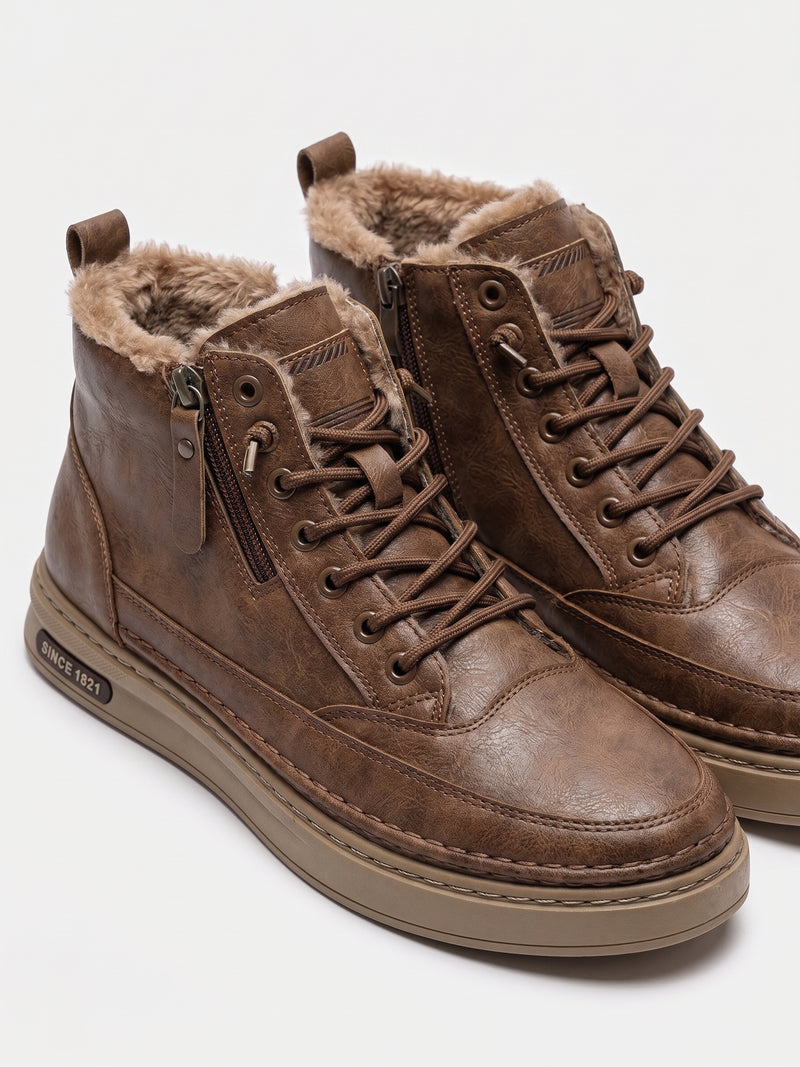 Botas de Cuero con Cremallera para Hombre Interior Cálido