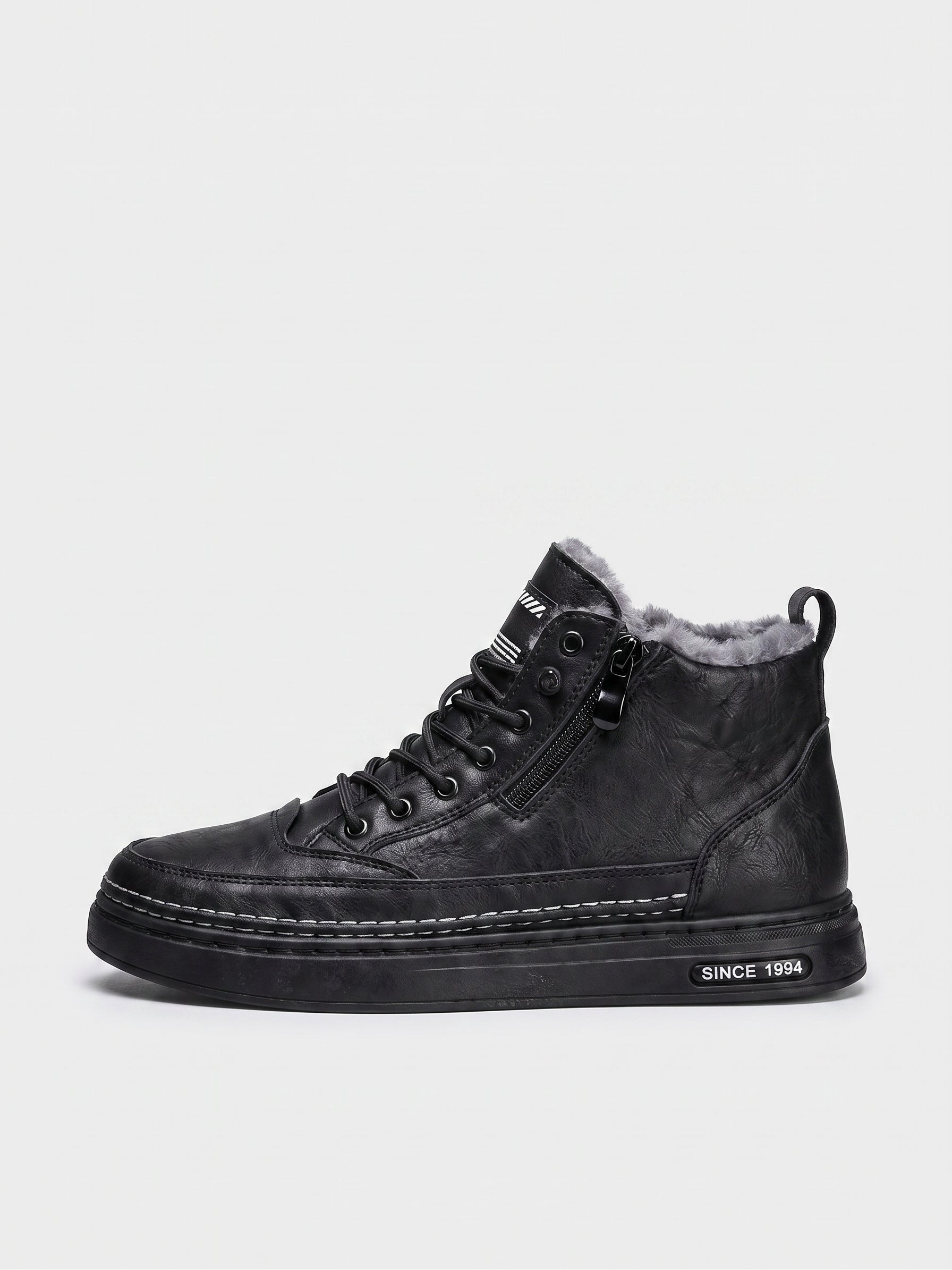 Botas de Cuero con Cremallera para Hombre Interior Cálido