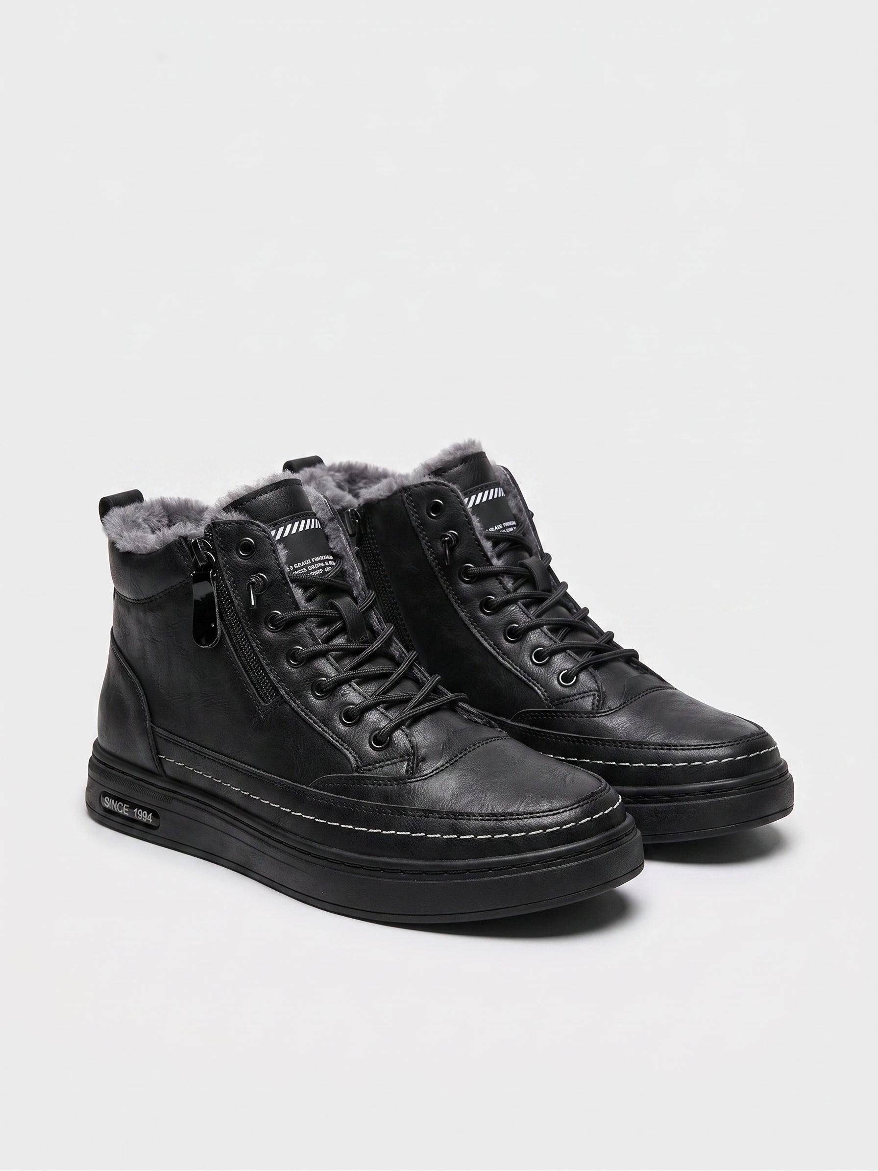 Botas de Cuero con Cremallera para Hombre Interior Cálido