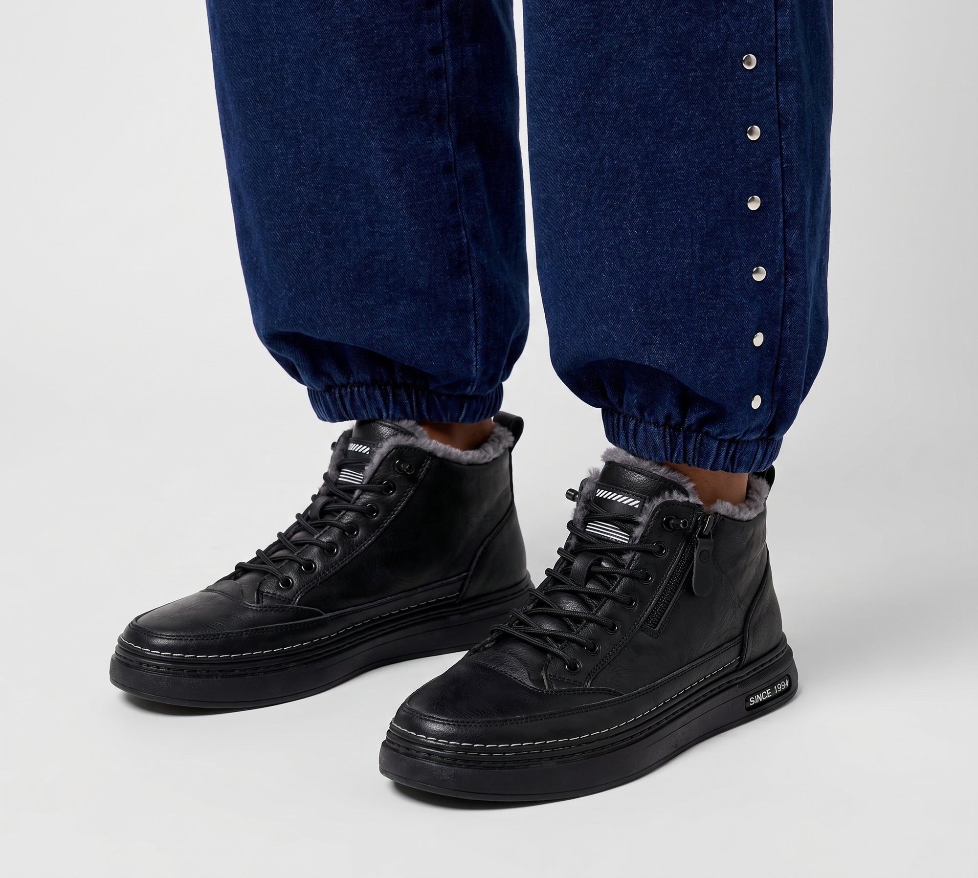 Botas de Cuero con Cremallera para Hombre Interior Cálido