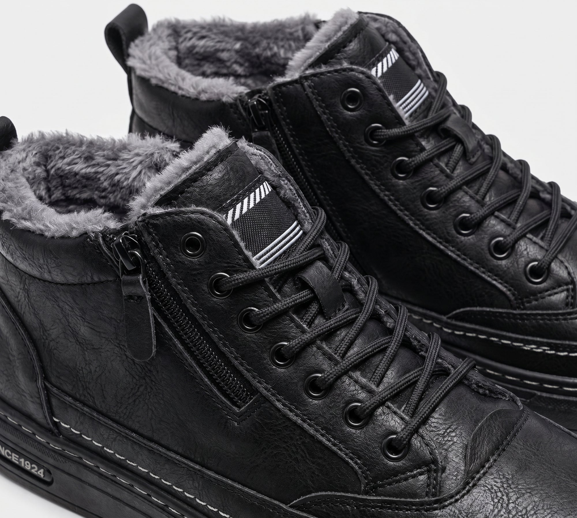 Botas de Cuero con Cremallera para Hombre Interior Cálido