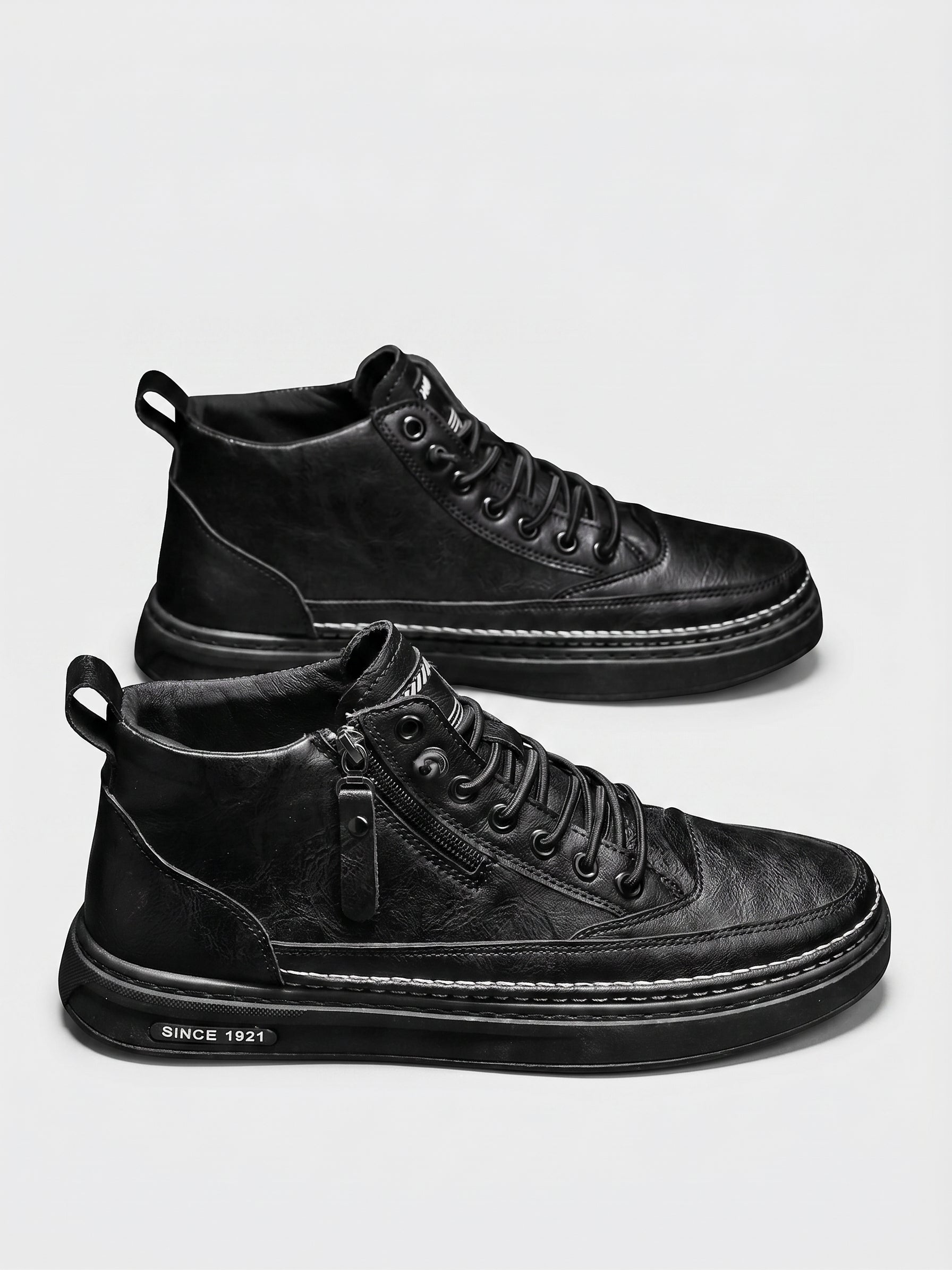 Botas de Cuero con Cremallera para Hombre