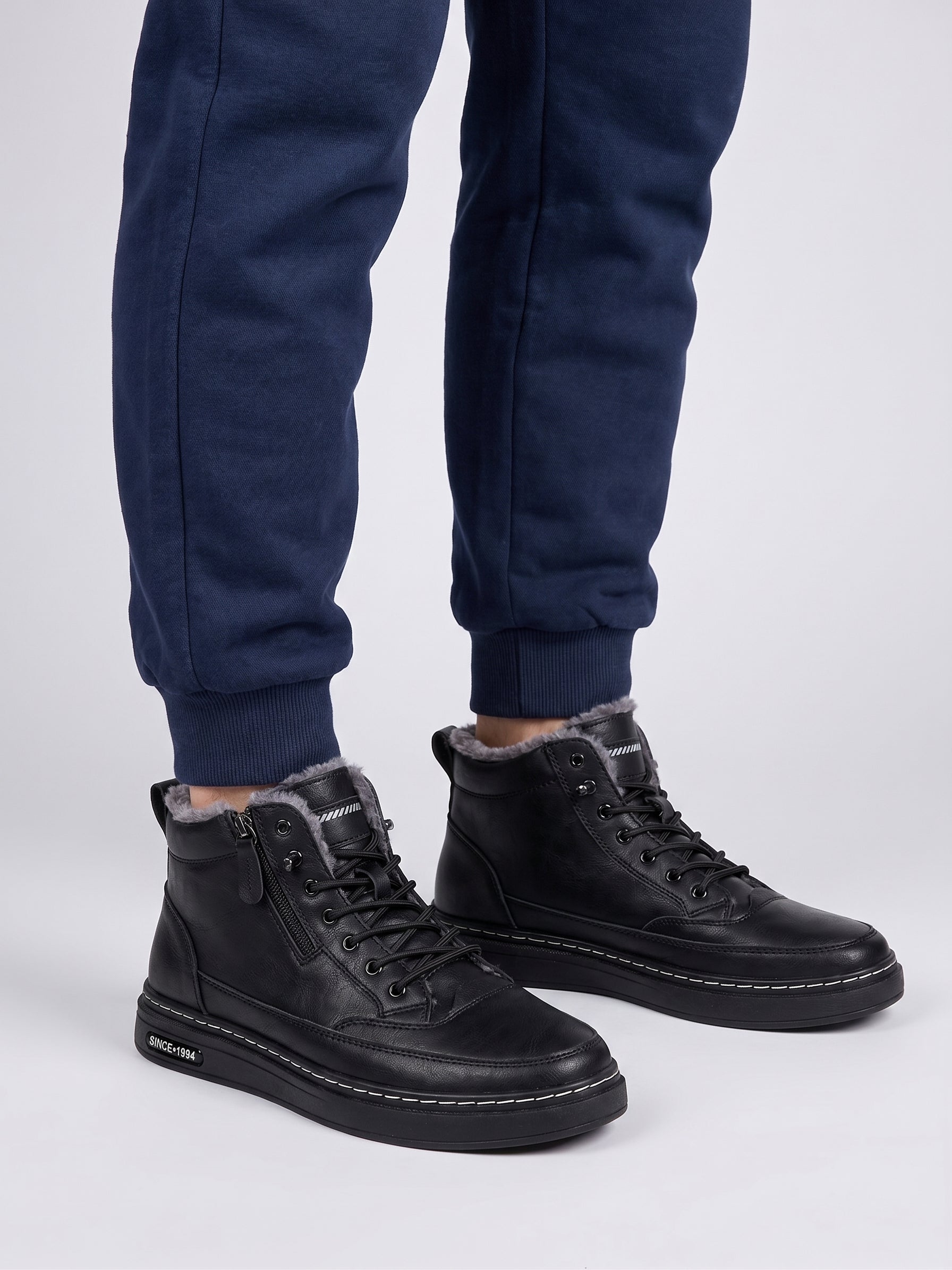 Botas de Cuero con Cremallera para Hombre Interior Cálido