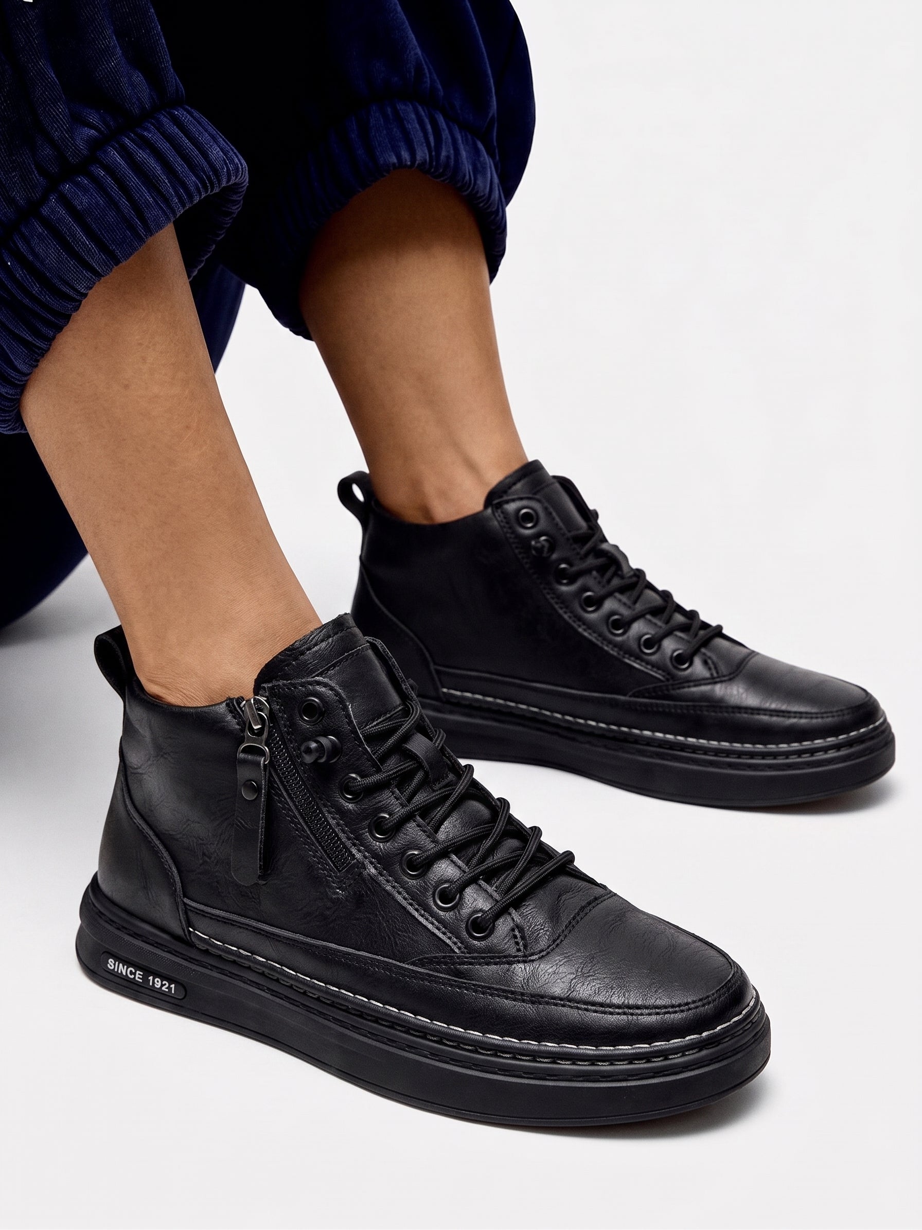 Botas de Cuero con Cremallera para Hombre