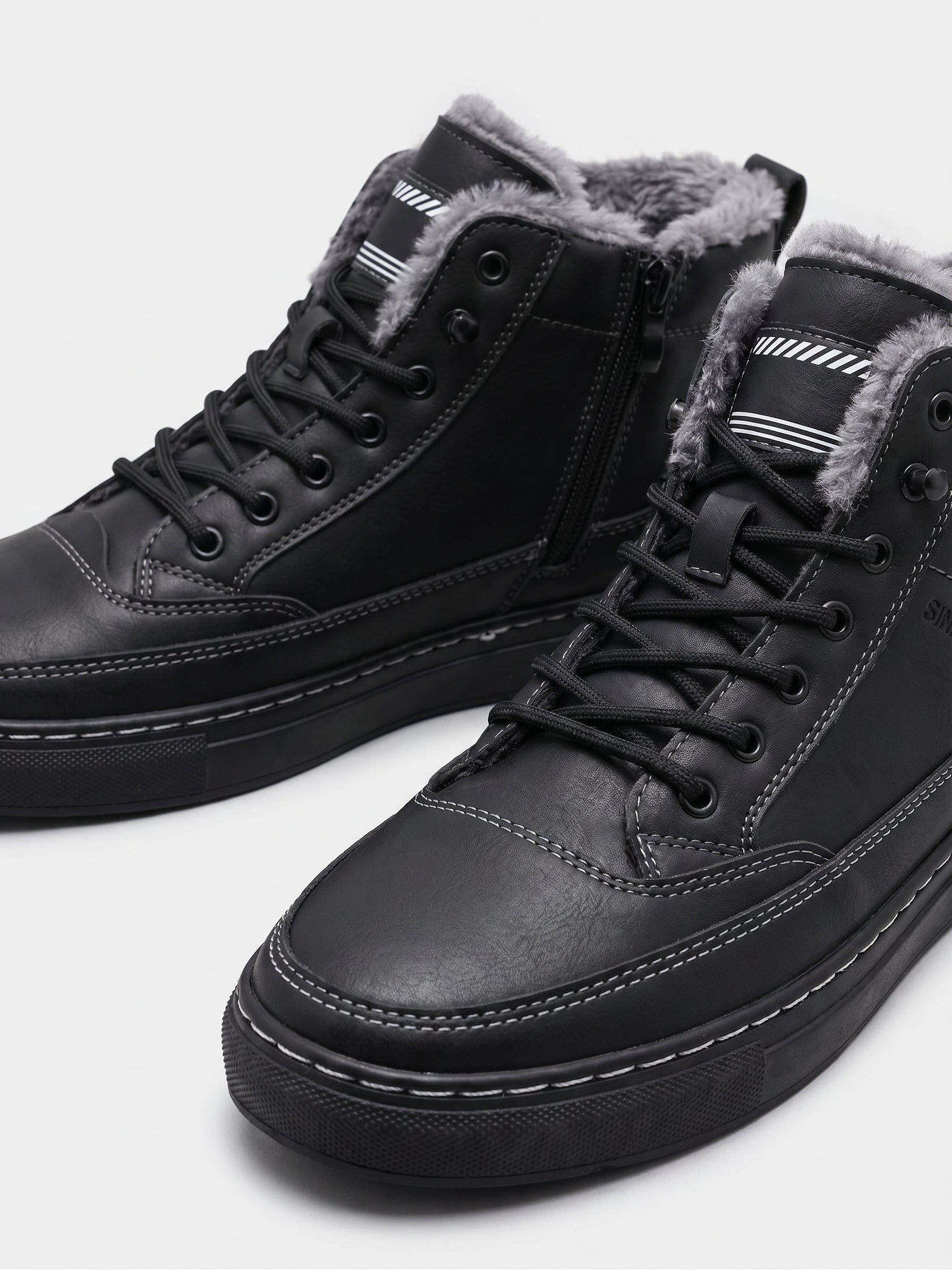 Botas de Cuero con Cremallera para Hombre Interior Cálido